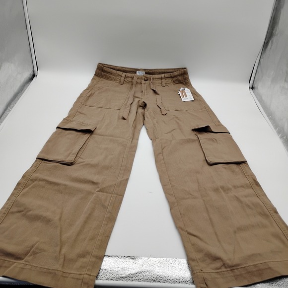 Time and Tru Pants - Time and Tru Womens Relaxed Cargo Pants Ermine Brown Wide Leg Tall Size 10 NWT
